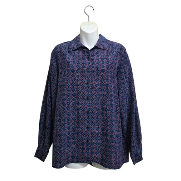 Pendleton Geometric Long Sleeve Casual Button Down Blouse Sz 10 - Picture 1 of 10
